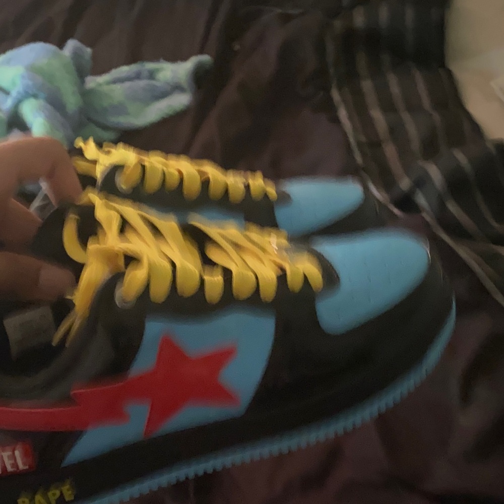 Bape Kids Sneakers in Red, Blue, and Black